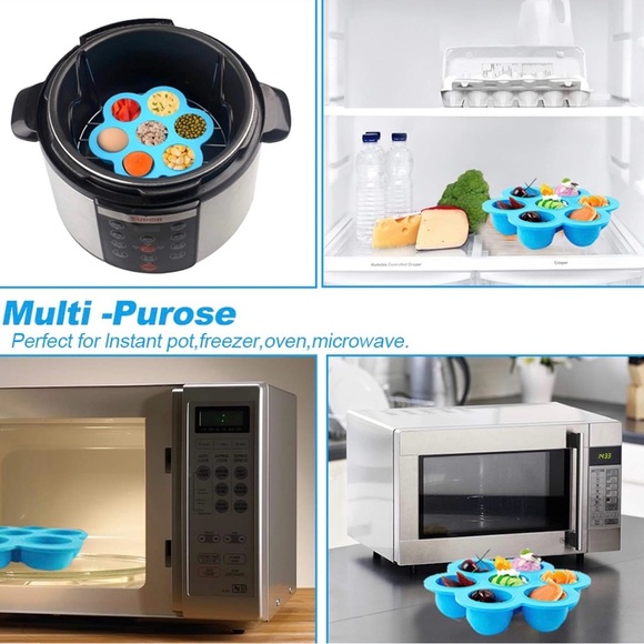 Blue Silicone Egg Bite Mold with Lid - Picture 6 of 8